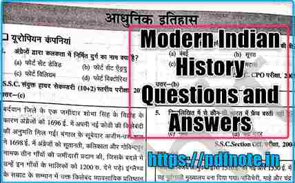 Modern Indian History Questions and Answers Pdf