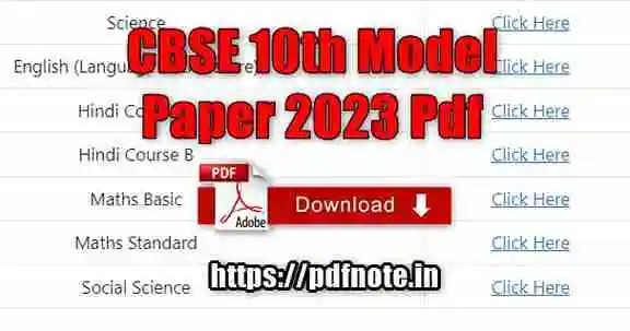 CBSE 10th Model Paper 2023 Pdf Download