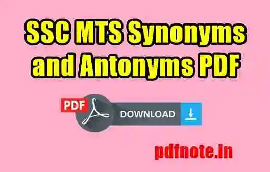 SSC MTS Previous Year Synonyms and Antonyms Pdf
